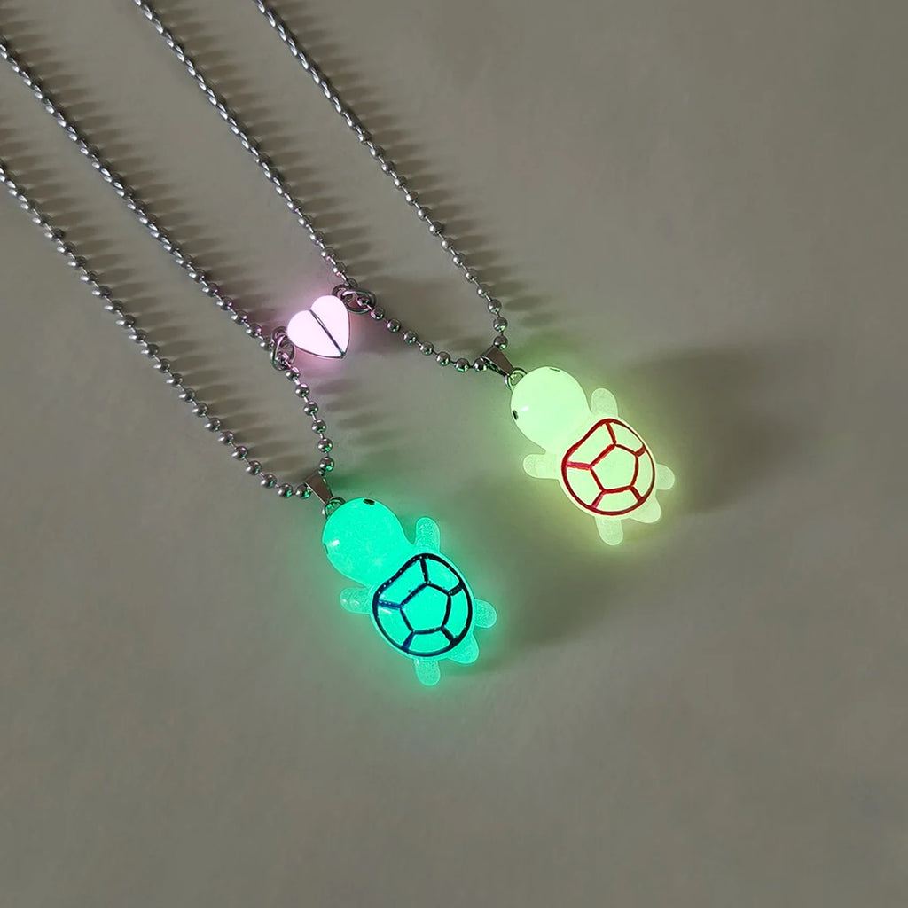 Luminous Sea Turtle Couple Necklace