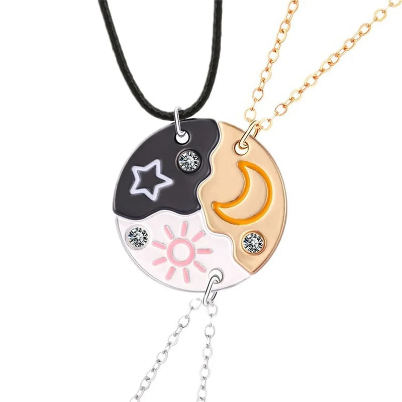 Sun Moon Star Celestial Puzzle Necklace