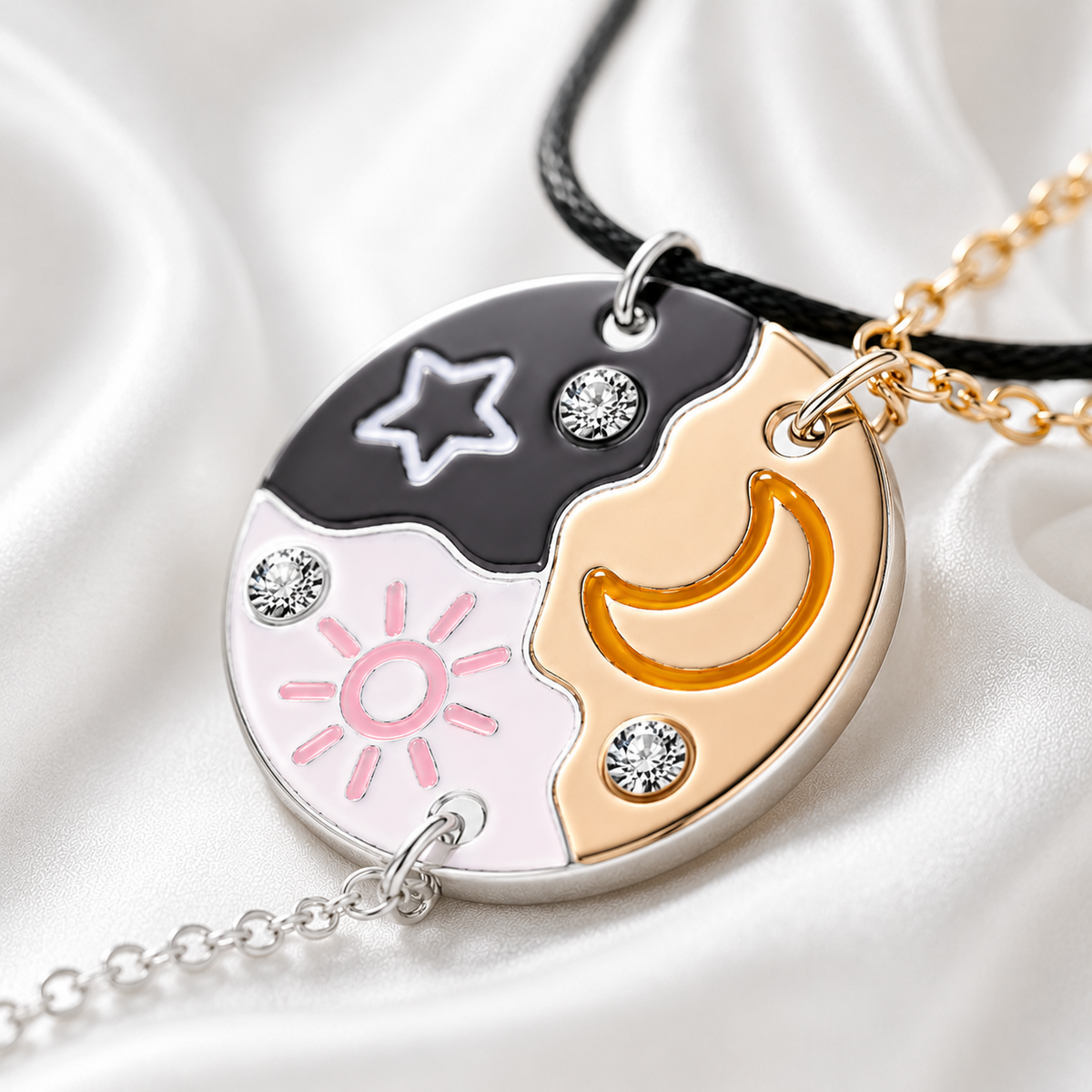 Sun Moon Star Celestial Puzzle Necklace